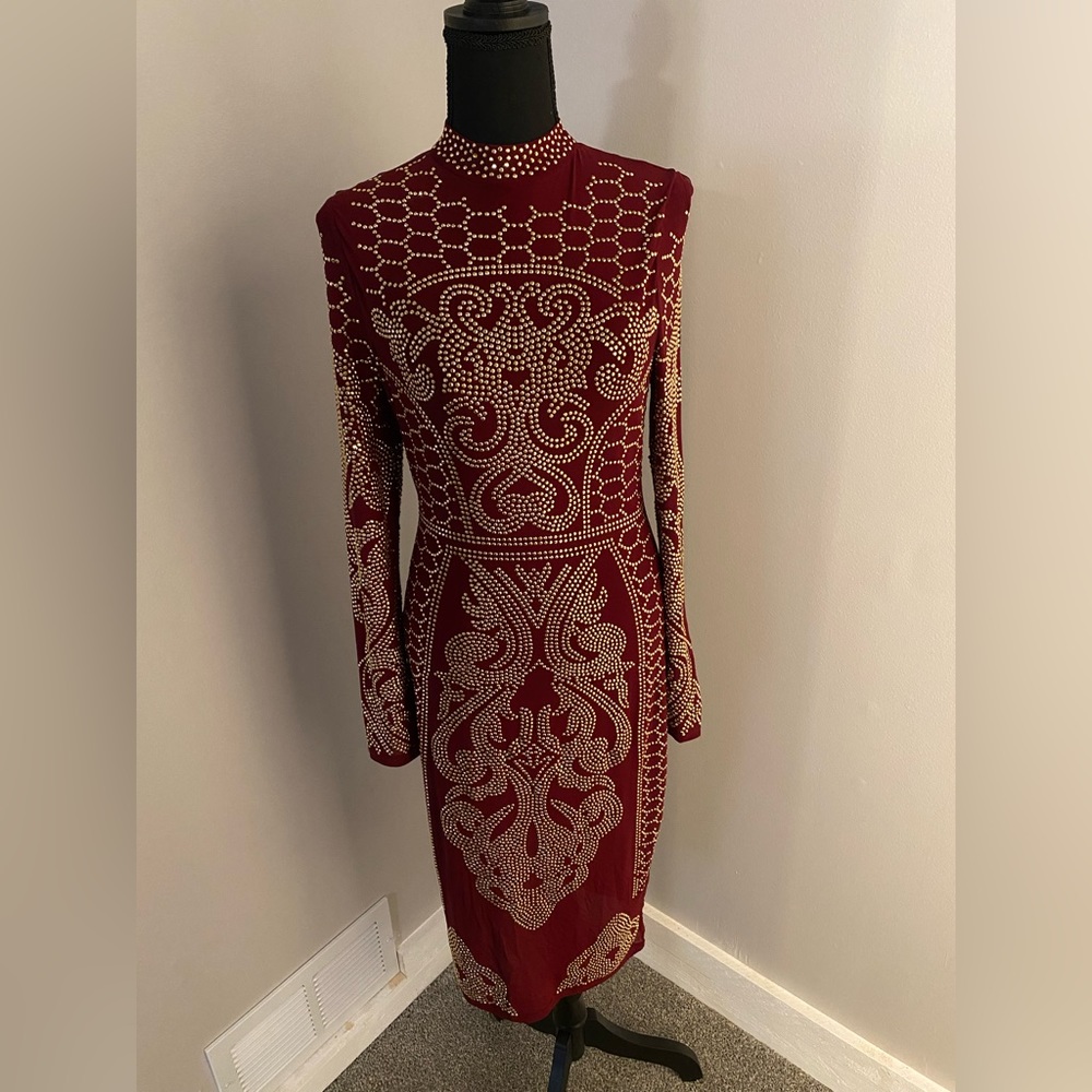 Akira Gold Studded Red Dress. Size Large in women.